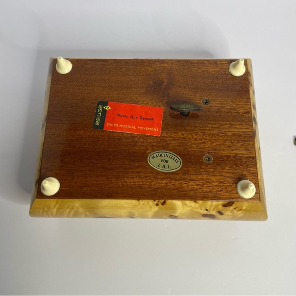 Reuge Wooden Jewelry Music Box with Cream Accents - Picture 7 of 13